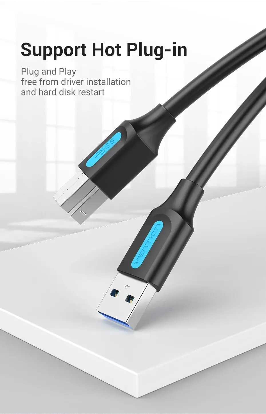 Vention Кабел USB 3.0 AM / BM - 0.5M Black - COOBD - image 6