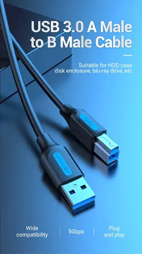 Vention Кабел USB 3.0 AM / BM - 0.5M Black - COOBD - image 8