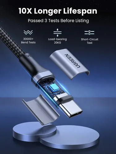 ПЛЕТЕН USB-C/USB-C КАБЕЛ 5А 100W ДЪЛЖИНА 2М US316 UGREEN - image 1