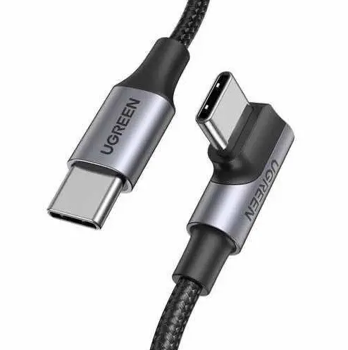 ПЛЕTЕН USB-C/USB-C КАБЕЛ 5А 100W 90 ГРАДУСА ДЪЛЖИНА 1М US334 UGREEN