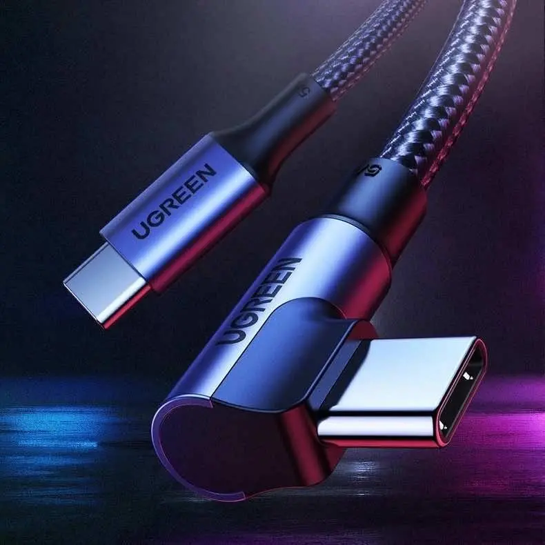 ПЛЕTЕН USB-C/USB-C КАБЕЛ 5А 100W 90 ГРАДУСА ДЪЛЖИНА 1М US334 UGREEN - image 1