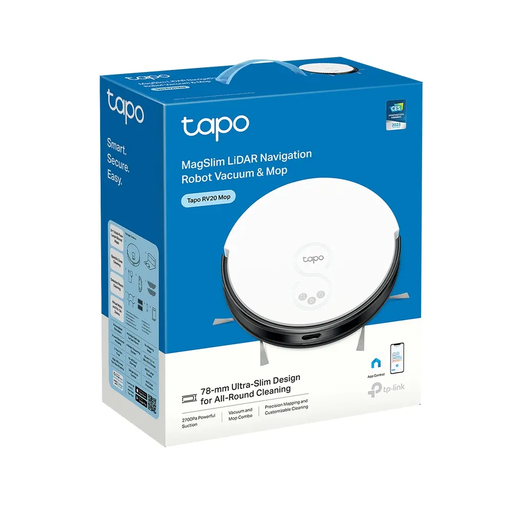 Прахосмукачка робот TP-Link Tapo RV20 Mop, MagSlim LiDAR, 2700pa, 3 часа, 7.8 cm - image 9