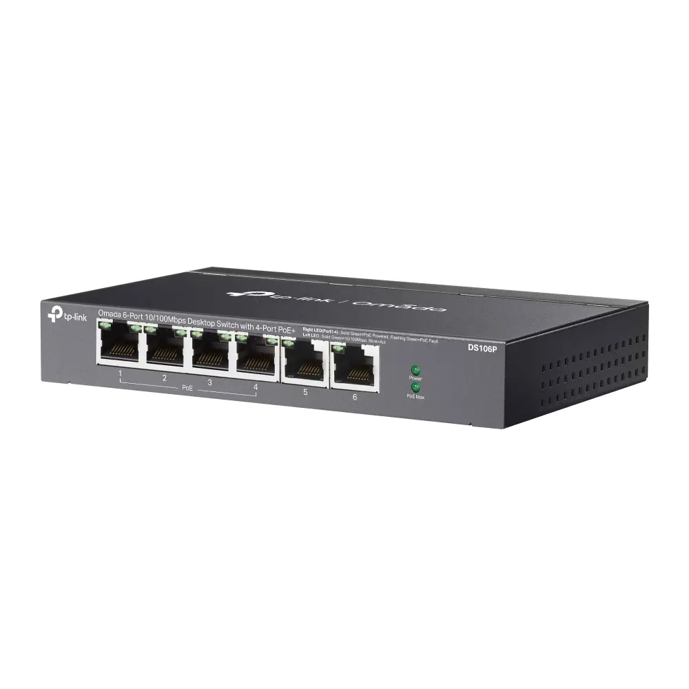 Комутатор TP-Link Omada DS106P 6-портов 10/100Mbps с 4-портов PoE+ - image 2