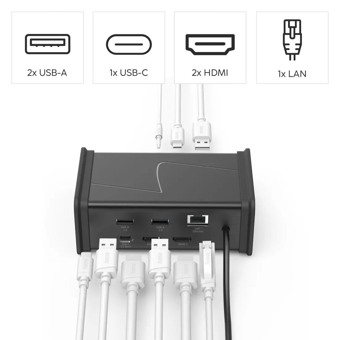 HAMA Докинг станция USB-C "Connect2Office Black", 9 порта, 2x HDMI™, USB-A, USB-C, LAN - image 7
