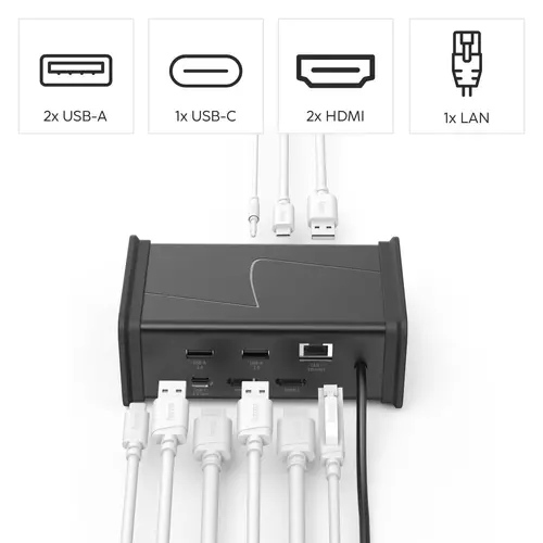 HAMA Докинг станция USB-C "Connect2Office Black", 9 порта, 2x HDMI™, USB-A, USB-C, LAN - image 7