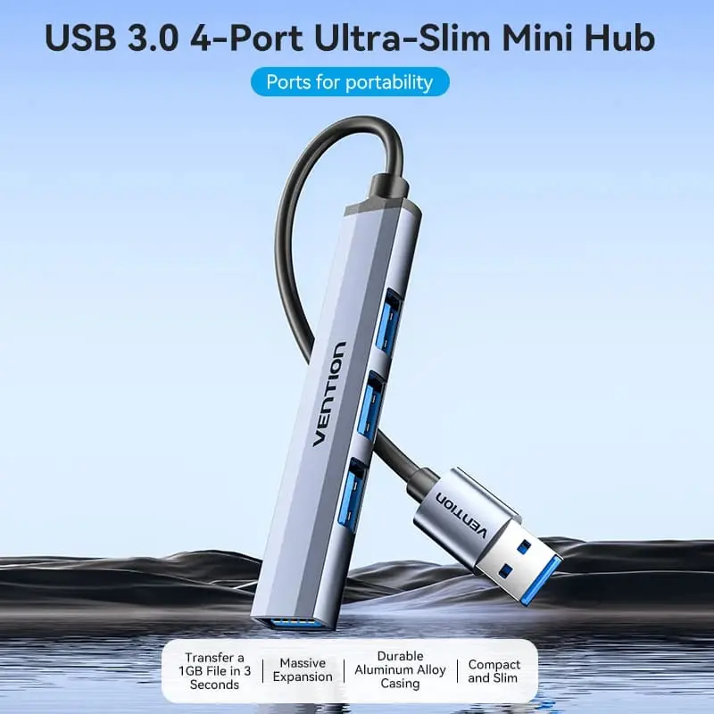 Vention хъб USB3.0 HUB 4 port Aluminium - CKOHB - image 2