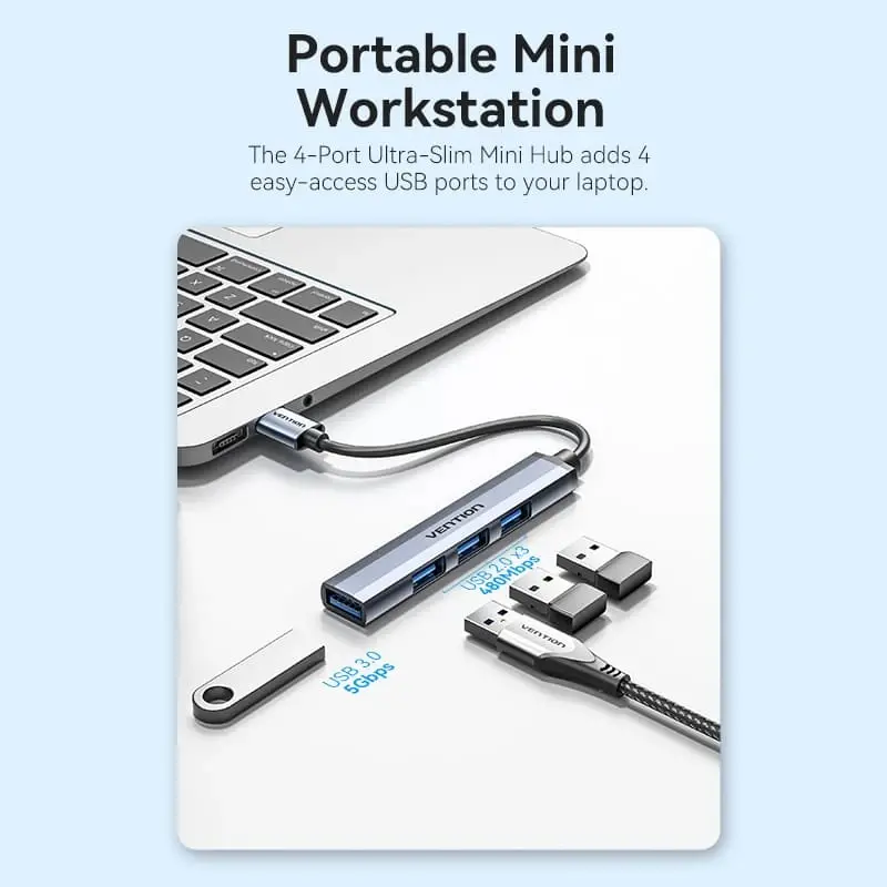 Vention хъб USB3.0 HUB 4 port Aluminium - CKOHB - image 3