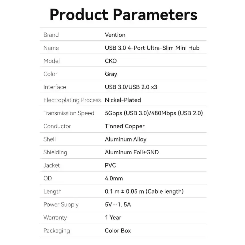 Vention хъб USB3.0 HUB 4 port Aluminium - CKOHB - image 9