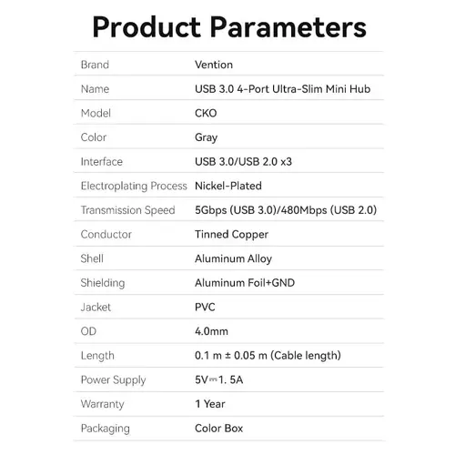 Vention хъб USB3.0 HUB 4 port Aluminium - CKOHB - image 9