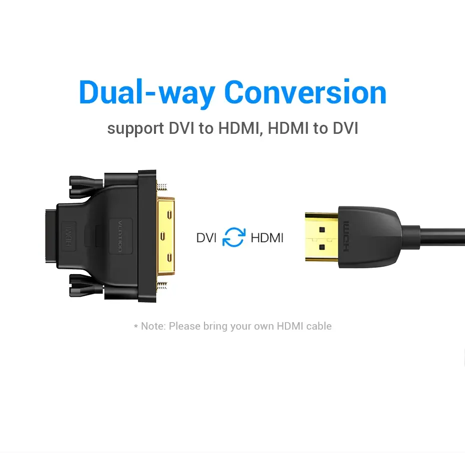 Vention Адаптер Adapter DVI M / HDMI F Gold plated - ECDB0 - image 1