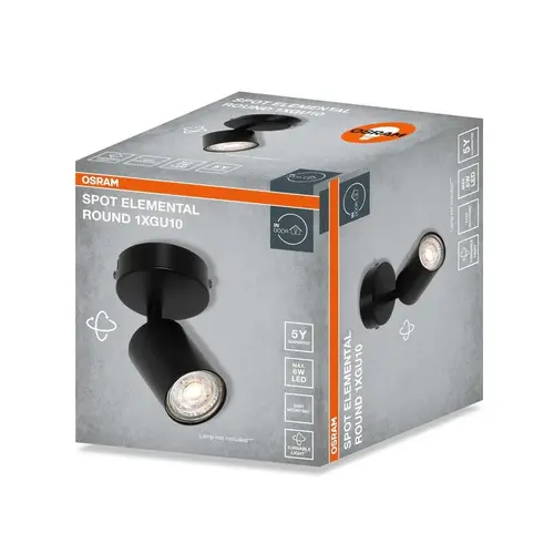 LED ОСВЕТИТЕЛНО ТЯЛО SPOT ELEMENTAL BLACK 1XGU10 ROUND BLACK LEDVANCE - image 3