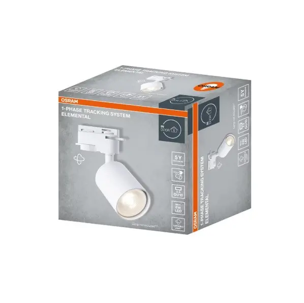 ΦΩΤΙΣΤΙΚΟ LED ΓΙΑ ΡΑΓΑ 1PHASE TRACKING SPOT ELEMENTAL GU10 6W ΛΕΥΚΟ LEDVANCE - image 2