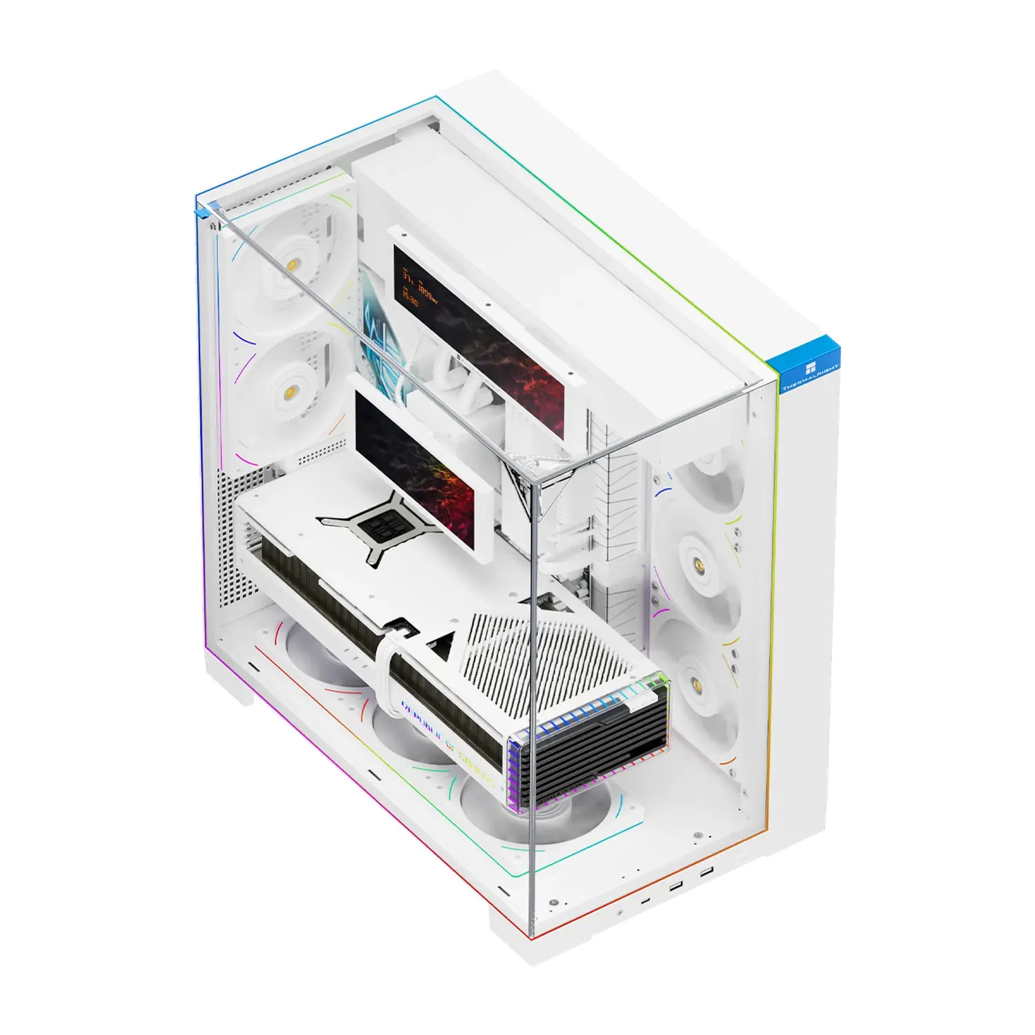 Thermalright Carcasă ATX - TR-A70 Vision White - Display LCD 9.16 inch, USB-C