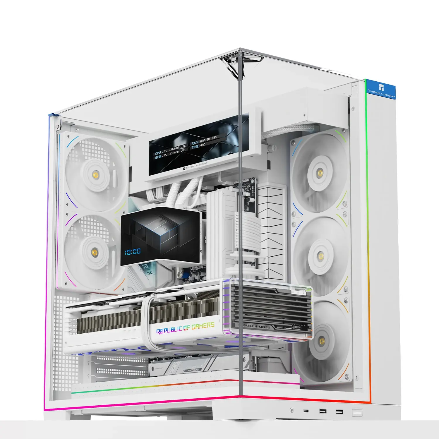 Thermalright кутия Case ATX - TR-A70 Vision White - 9.16 inch LCD Display, USB-C - image 1