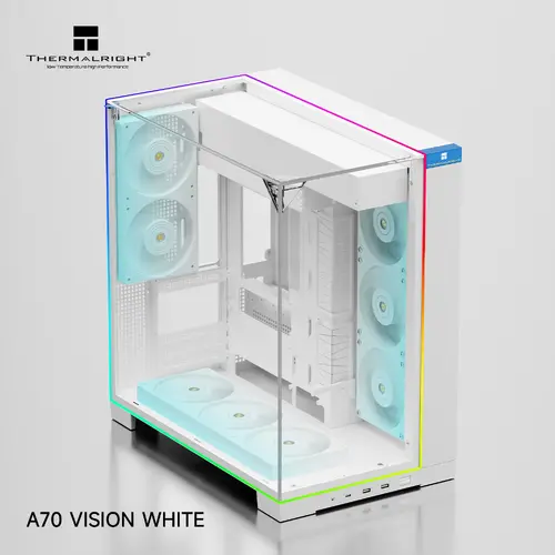 Thermalright Κουτί υπολογιστή ATX - TR-A70 Vision White - Οθόνη LCD 9.16 ιντσών, USB-C - 3