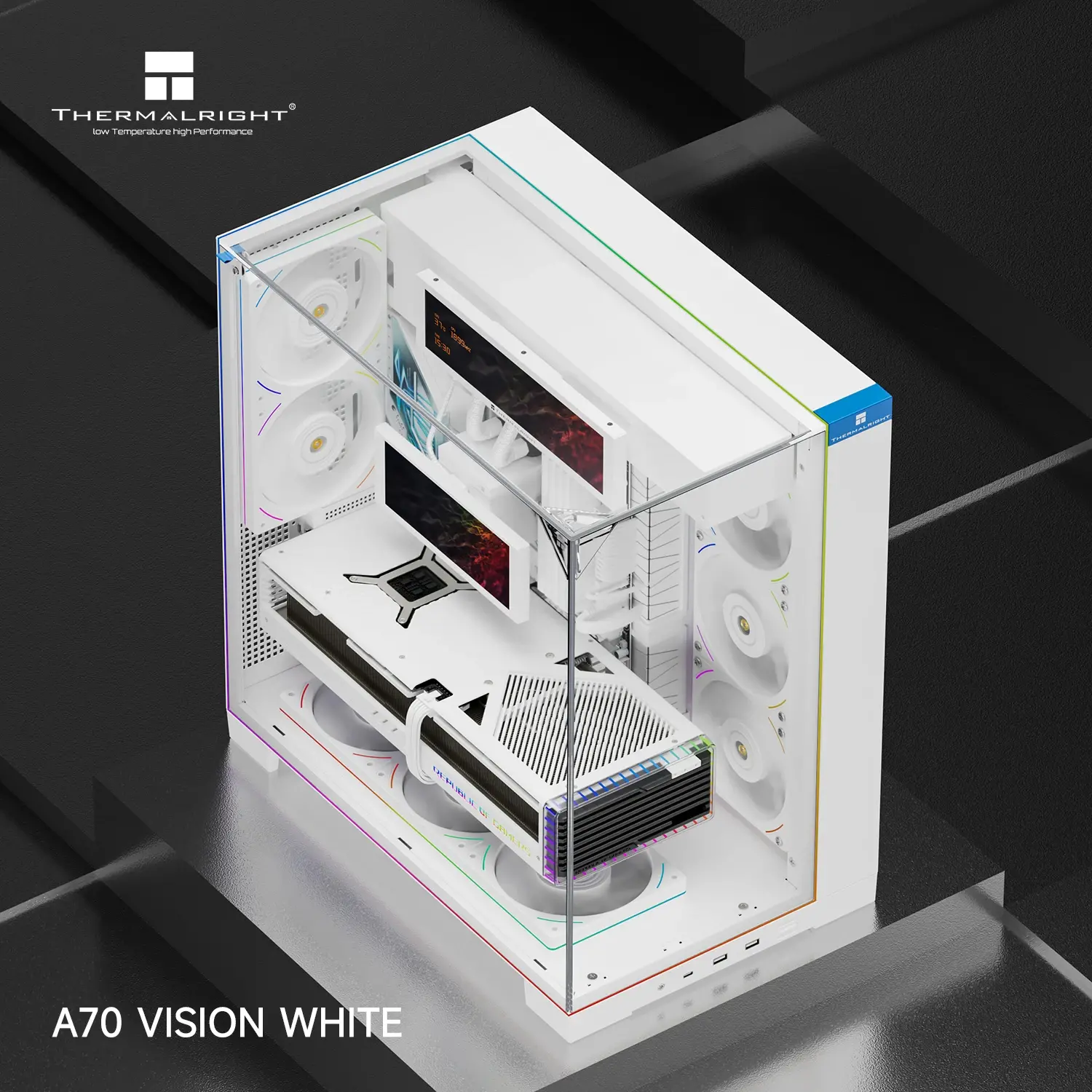 Thermalright кутия Case ATX - TR-A70 Vision White - 9.16 inch LCD Display, USB-C - image 3