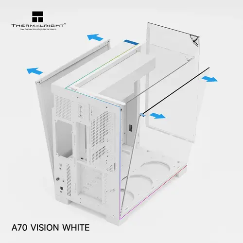 Thermalright Κουτί υπολογιστή ATX - TR-A70 Vision White - Οθόνη LCD 9.16 ιντσών, USB-C - 5