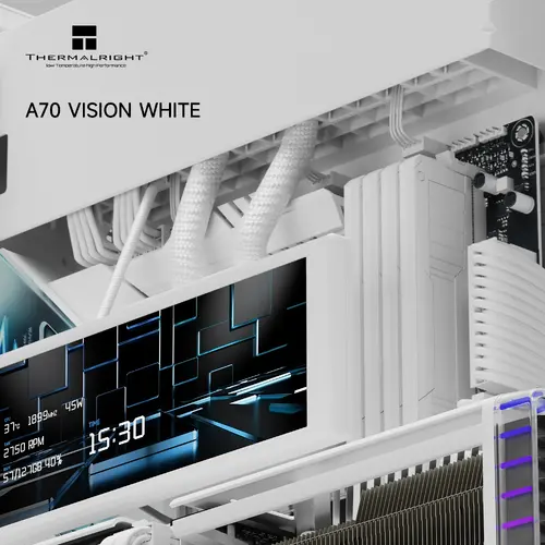 Thermalright Carcasă ATX - TR-A70 Vision White - Display LCD 9.16 inch, USB-C - 6