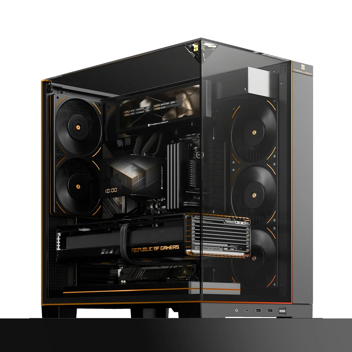 Thermalright carcasă Case ATX - TR-A70 Vision Black - display LCD 9.16 inch, USB-C - image 1