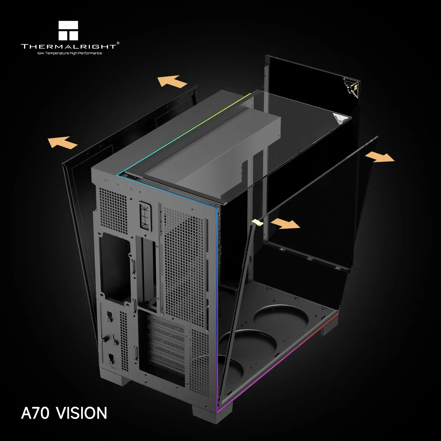 Thermalright carcasă Case ATX - TR-A70 Vision Black - display LCD 9.16 inch, USB-C - image 5