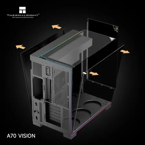 Thermalright κουτί Case ATX - TR-A70 Vision Black - οθόνη LCD 9.16 inch, USB-C - 6
