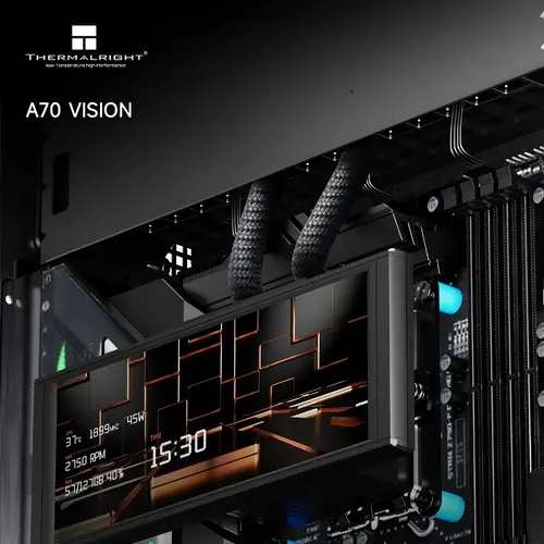 Thermalright carcasă Case ATX - TR-A70 Vision Black - display LCD 9.16 inch, USB-C - 7