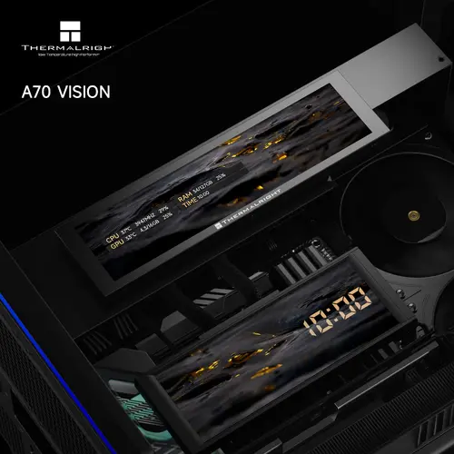 Thermalright κουτί Case ATX - TR-A70 Vision Black - οθόνη LCD 9.16 inch, USB-C - 8