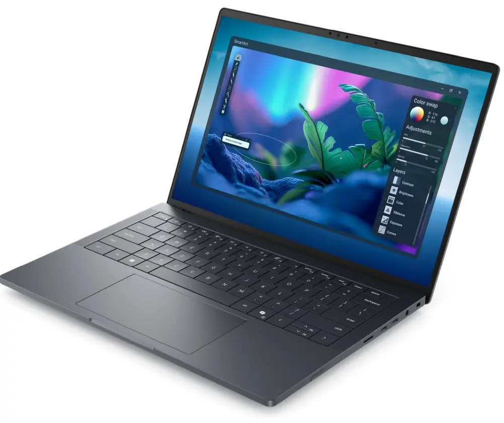 Лаптоп, Dell Pro Max 14 Premium MA14250, Intel Ultra 7 265H vPro (13 TOPS NPU, 16cores, up to 5.30 GHz), 14" FHD+ (1920x1200), 400 Nit AG, 32GB LPDDR5x 8400 MT/s, 512GB TLC, NVIDIA RTX PRO 1000 Blackwell 8GB GDDR7, 8MP HDR + IR UPD Cam, Wi-Fi 7, FPR, Bac - image 2