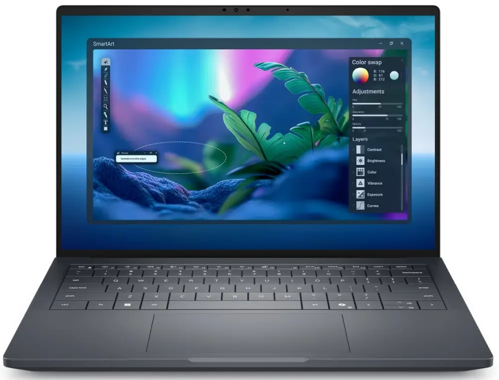 Лаптоп, Dell Pro Max 14 Premium MA14250, Intel Ultra 7 265H, vPro (13 TOPS NPU, 16cores, up to 5.30 GHz), 14", FHD+ 1920 x 1200, 400 Nit, AG, 32GB LPDDR5x 8400 MT/s, 1TB TLC, NVIDIA RTX PRO 1000 Blackwell 8GB GDDR7, 8MP HDR + IR UPD Cam, Wi-Fi 7, FPR, Backl