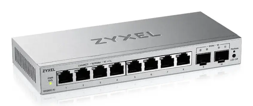 Комутатор, ZyXEL GS1200-10 v3, 8 Port Gigabit, 2 x SFP webmanaged Desktop Switch - image 1