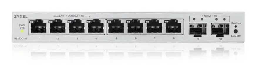 Комутатор, ZyXEL GS1200-10 v3, 8 Port Gigabit, 2 x SFP webmanaged Desktop Switch - image 2