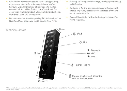 Nuki Клавиатура за контрол на достъп с пръстов отпечатък Nuki Keypad 2 NFC - image 10