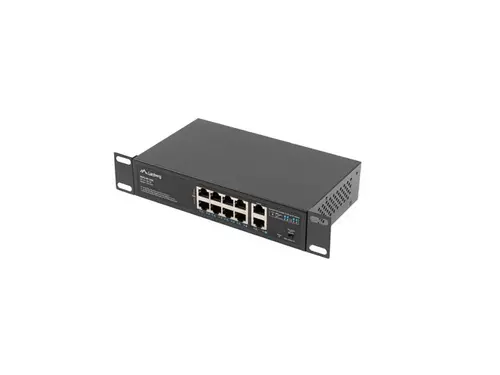 Комутатор, Lanberg switch 8x 100mb poe+/2x 1GB unmanaged rack 10"/19" gigabit ethernet 120w - image 1