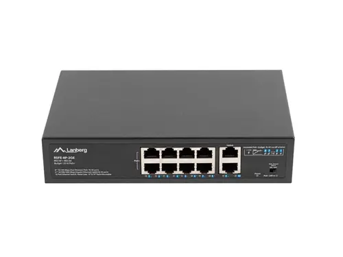 Комутатор, Lanberg switch 8x 100mb poe+/2x 1GB unmanaged rack 10"/19" gigabit ethernet 120w - image 3