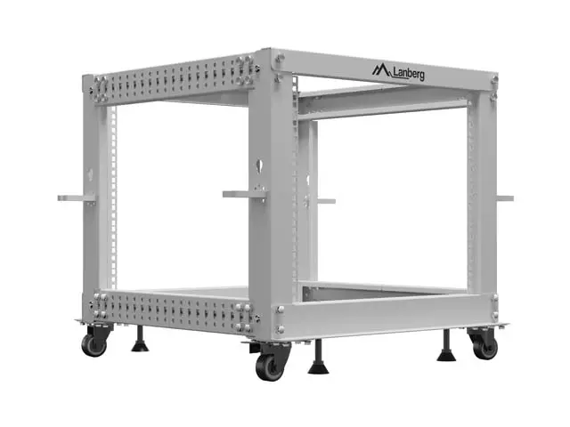Комуникационен шкаф, Lanberg open rack 19" 9U 600x600-1100 adjustable, grey