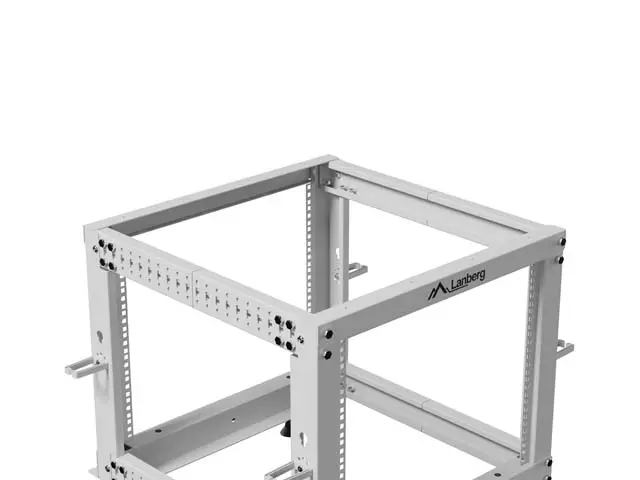 Комуникационен шкаф, Lanberg open rack 19" 9U 600x600-1100 adjustable, grey - image 6