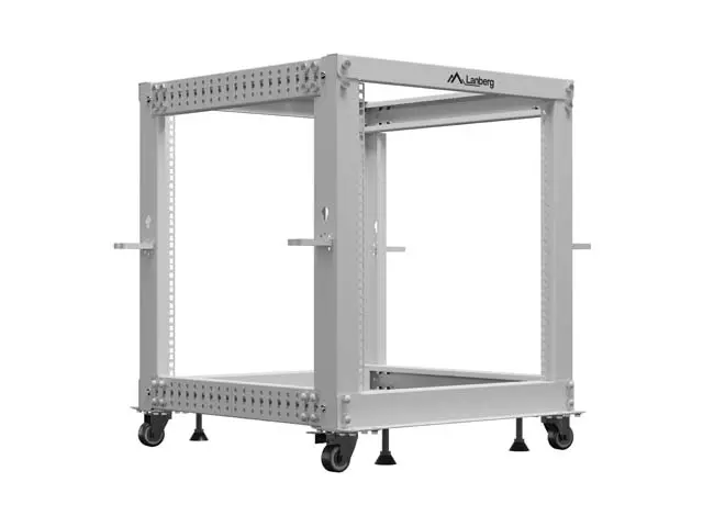 Комуникационен шкаф, Lanberg open rack 19" 12U 600x600-1100 adjustable, grey