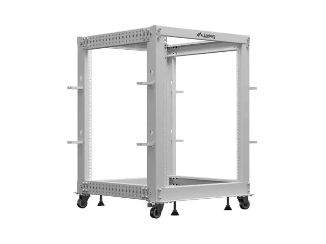 Комуникационен шкаф, Lanberg open rack 19" 15U 600x600-1100 adjustable, grey