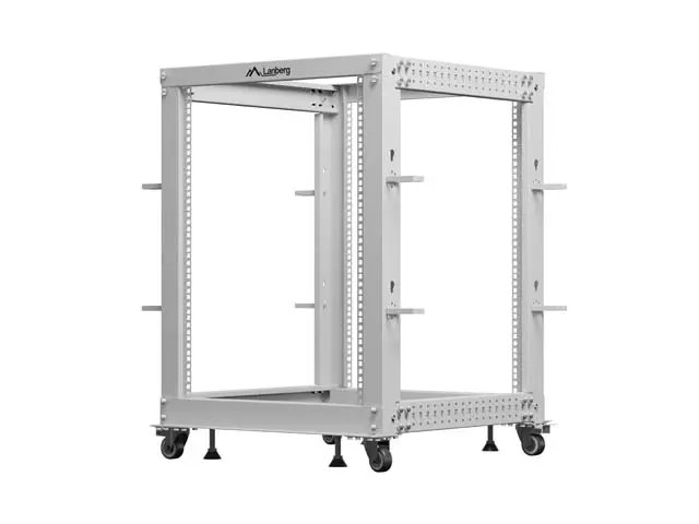 Комуникационен шкаф, Lanberg open rack 19" 15U 600x600-1100 adjustable, grey - image 1