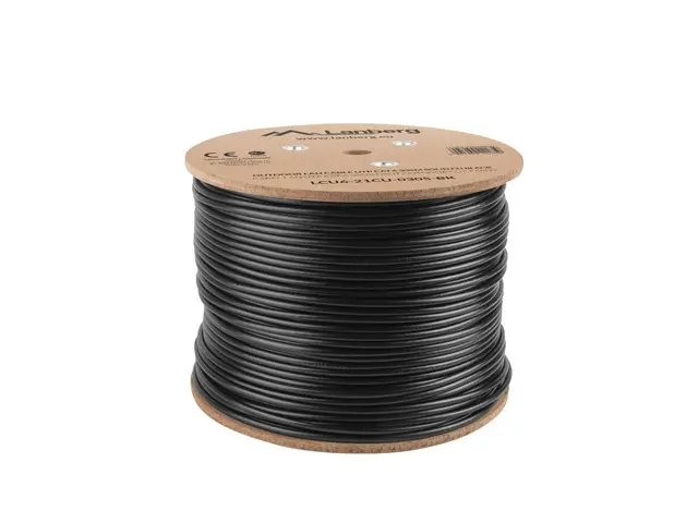 Кабел, Lanberg LAN cable CAT.6 UTP 305m solid outdoor CU, Fluke passed, Black - image 1