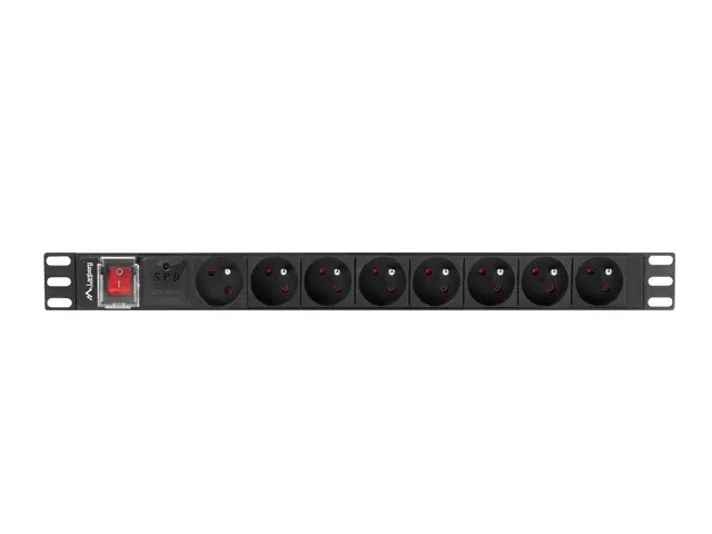 Разклонител, Lanberg power distribution unit (pdu) 19" 1U 16a 2m 8x french outlets black - image 1
