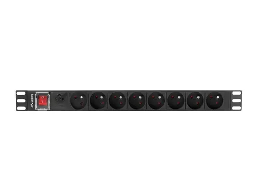 Prelungitor, Lanberg unitate de distribuție a energiei (PDU) 19" 1U 16A 2m 8 prize franțuzești negru - 2