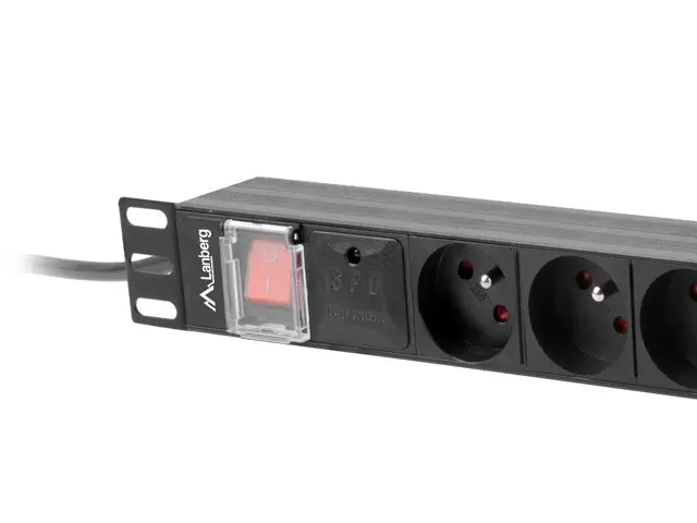 Разклонител, Lanberg power distribution unit (pdu) 19" 1U 16a 2m 8x french outlets black - image 2