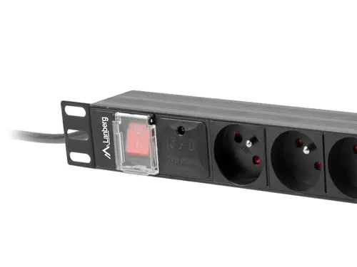 Prelungitor, Lanberg unitate de distribuție a energiei (PDU) 19" 1U 16A 2m 8 prize franțuzești negru - 3