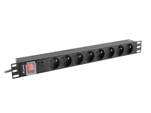 Разклонител, Lanberg power distribution unit (pdu) 19" 1U 16a 2m 8x french outlets black