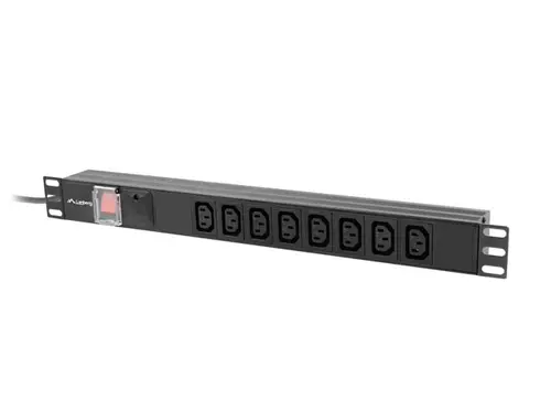 Разклонител, Lanberg power distribution unit (pdu) 19" 1U 16a 2m 8x iec c13 sockets black c20 - image 1