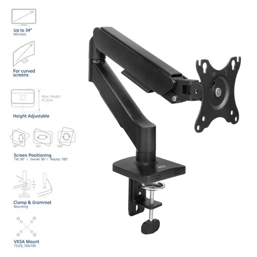 Suport monitor pentru birou ACT AC8313, Reglabil, 17" - 34", 9 kg, arc cu gaz - 2
