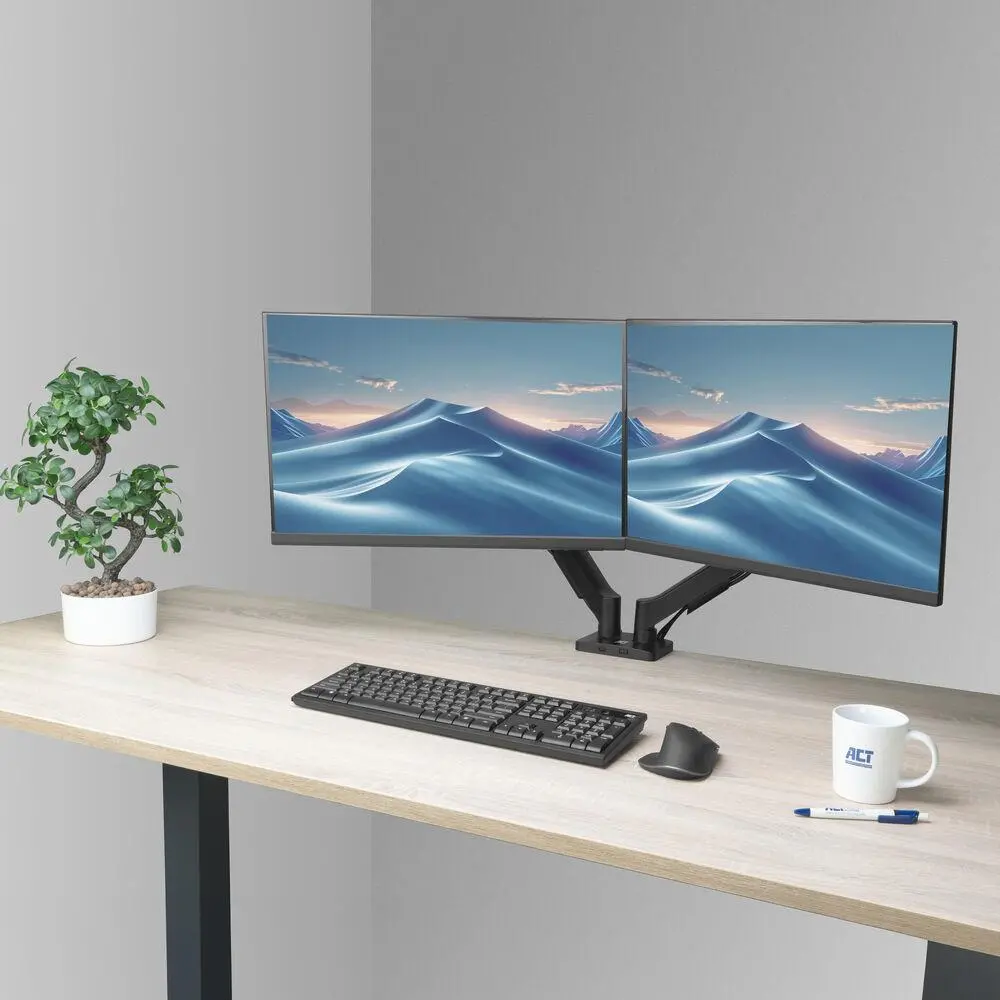 ACT Стойка за 2 бр. монитора за бюро AC8314, Регулируема, 17" - 34", 9 кг, газова пружина - image 5