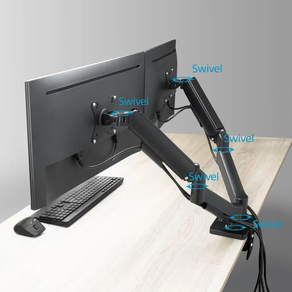 ACT Стойка за 2 бр. монитора за бюро AC8314, Регулируема, 17" - 34", 9 кг, газова пружина - image 7