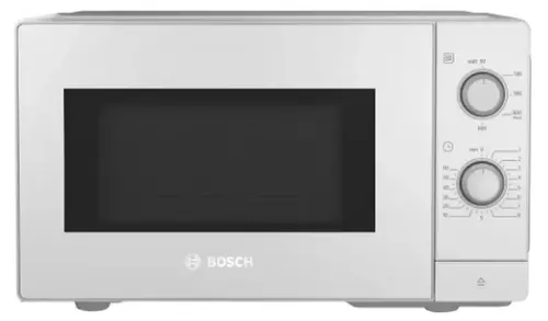 Микровълнова печка, Bosch FFL020MW0, SER2, Freestanding microwave, 800 W, 20 l, Number of power levels 5, 27 cm glass rotating plate, White
